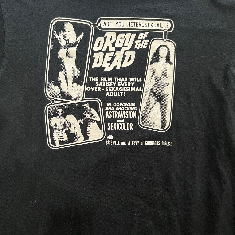 Orgy Of The Dead Exploitation Movie T Shirt L Vintage Black Graphic Tee - Picture 5 of 5